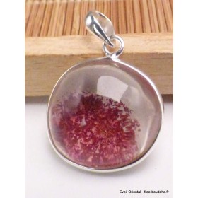 Bijou pendentif rond en Lodolite framboise Pendentifs pierres naturelles PU49.11