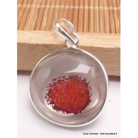 Bijou pendentif rond en Lodolite framboise Pendentifs pierres naturelles PU49.11