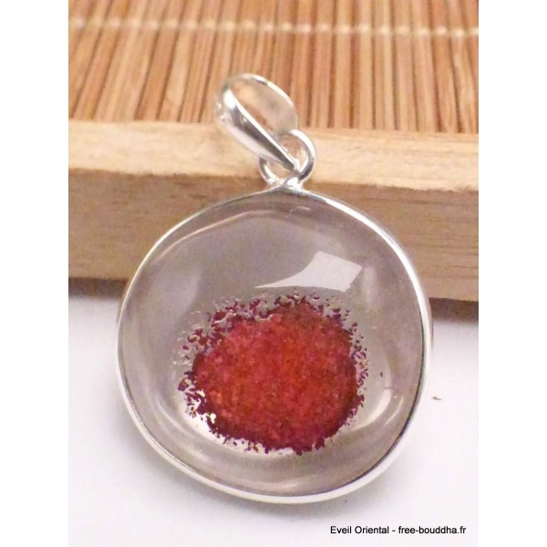 Bijou pendentif rond en Lodolite framboise Pendentifs pierres naturelles PU49.11