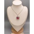 Bijou pendentif rond en Lodolite framboise Pendentifs pierres naturelles PU49.11