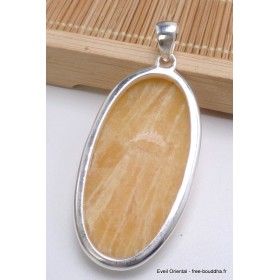 Long pendentif Agate Jaune à bandes oval Bijoux en Agate Jaune à bandes PU42.5