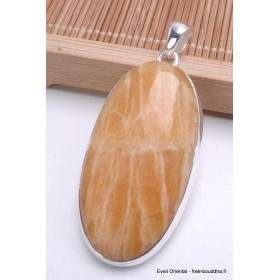 Long pendentif Agate Jaune à bandes oval Bijoux en Agate Jaune à bandes PU42.5