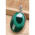 Pendentif authentique Malachite ovale détail bélière Bijoux en Malachite XV10.5