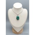 Pendentif authentique Malachite ovale détail bélière Bijoux en Malachite XV10.5