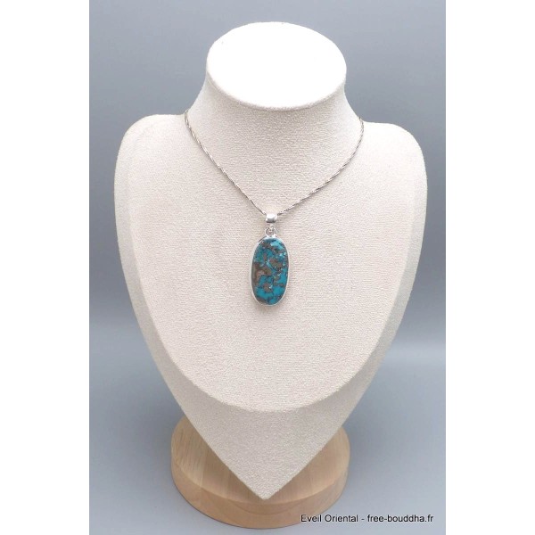 Pendentif authentique Turquoise avec Pyrite Bijoux en Turquoise Iranienne (Nishapur) PU54.10