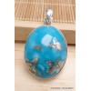 Pendentif en authentique Turquoise avec Pyrite grade AAA Bijoux en Turquoise Iranienne (Nishapur) PU54.12
