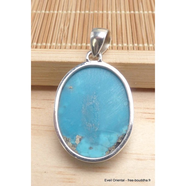 Pendentif en authentique Turquoise avec Pyrite grade AAA Bijoux en Turquoise Iranienne (Nishapur) PU54.12