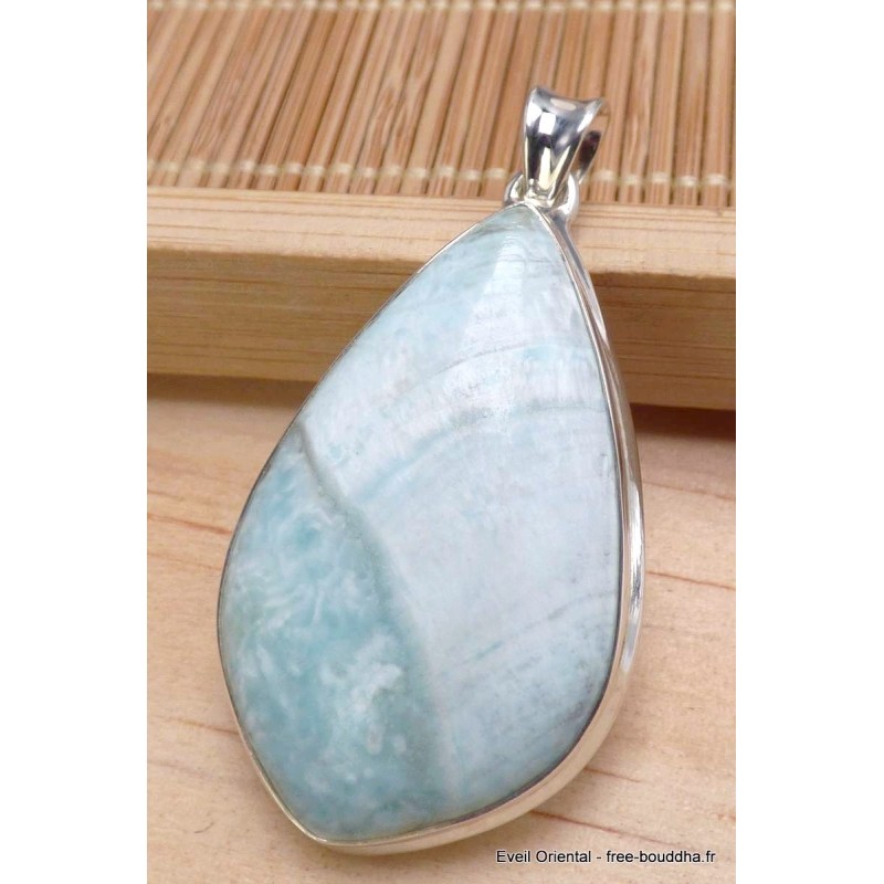 Pendentif argent Aragonite bleue bicolore Pendentifs pierres naturelles AW47.3