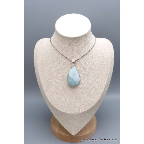 Pendentif argent Aragonite bleue bicolore Pendentifs pierres naturelles AW47.3