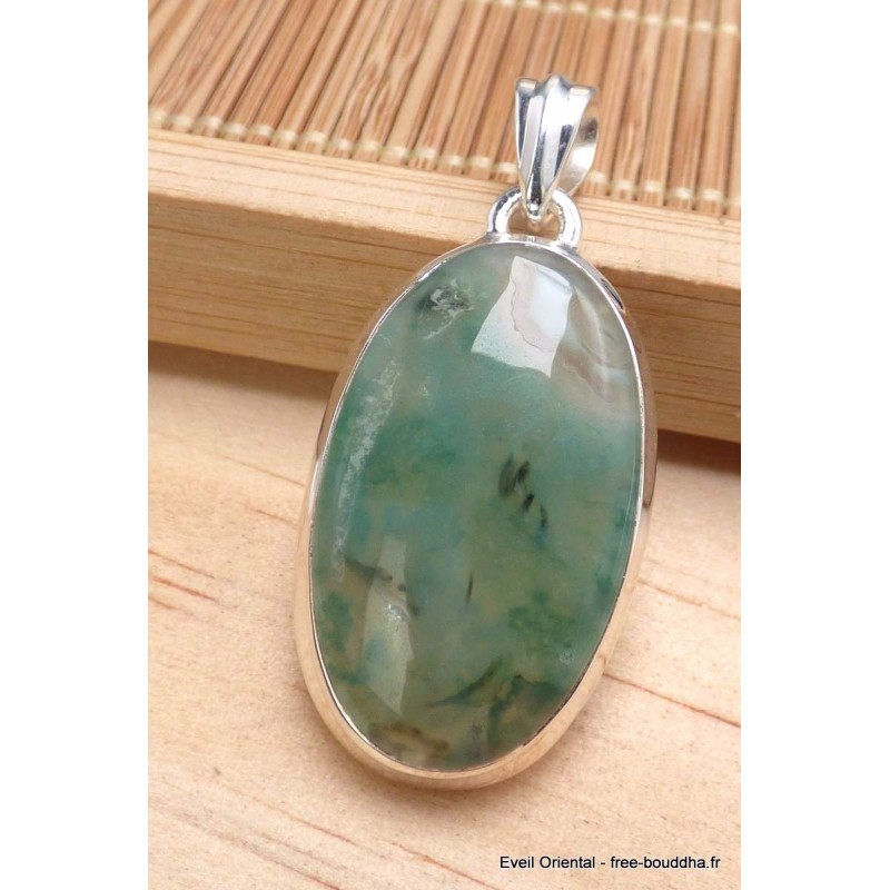 Pendentif Mtorolite ou Emeraude sur Chrysoprase ovale Pendentifs pierres naturelles XV33.2