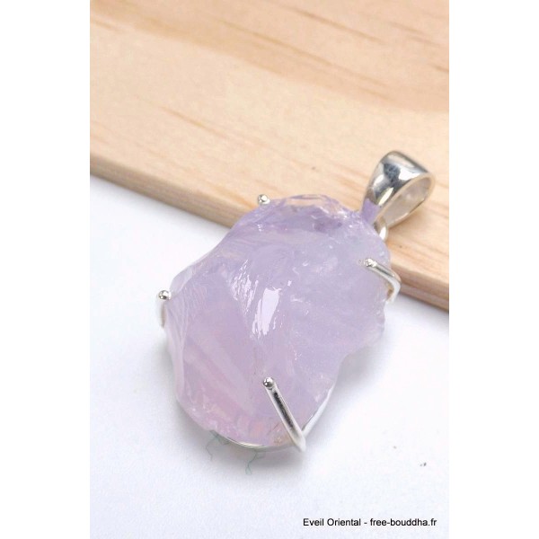 Pendentif en Quartz Lavande du Brésil serti griffes Pendentifs pierres naturelles PU41.5