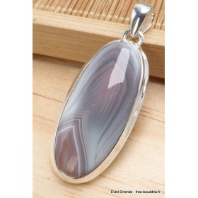 Pendentif Agate de Botswana gris vieux rose Bijoux en Agate PU21.3