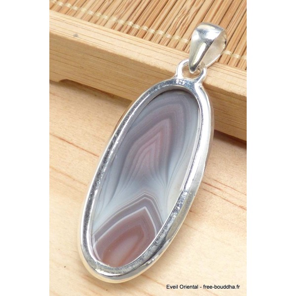 Pendentif Agate de Botswana gris vieux rose Bijoux en Agate PU21.3