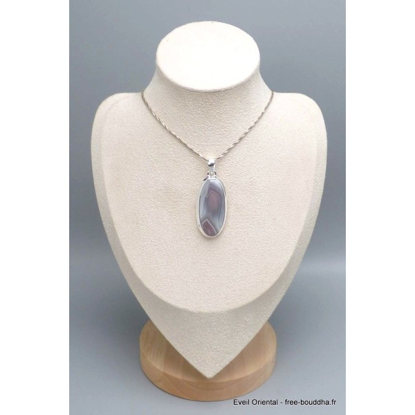 Pendentif Agate de Botswana gris vieux rose Bijoux en Agate PU21.3
