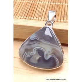 Pendentif Agate de Botswana dégradé de gris Bijoux en Agate PU21.4