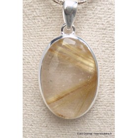 Pendentif Quartz rutile doré oval Pendentifs pierres naturelles PU31.3