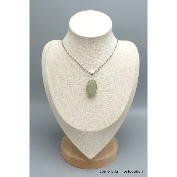 Pendentif oval en Préhnite brute Bijoux en Préhnite PU19.3