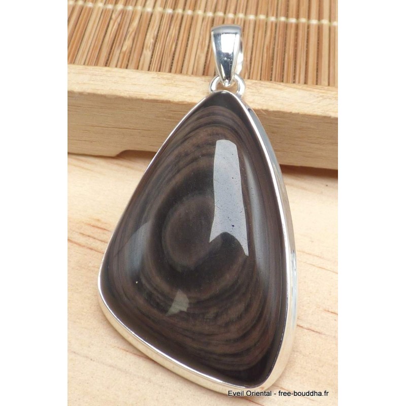 Bijoux pendentif triangulaire Oeil d'Obsidienne Pendentifs pierres naturelles pu70.5