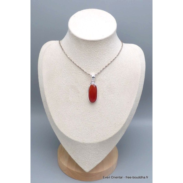 Pendentif Cornaline ovale facettée Pendentifs pierres naturelles PU76.3