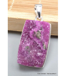 Pendentif argent Oxyde de Cobalt brut rectangulaire Pendentifs pierres naturelles PU72.3