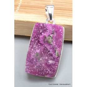 Pendentif argent Oxyde de Cobalt brut rectangulaire Pendentifs pierres naturelles PU72.3