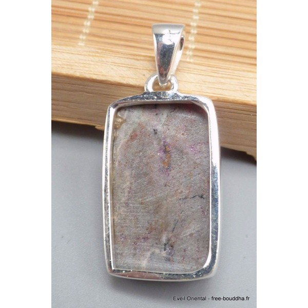Pendentif argent Oxyde de Cobalt brut rectangulaire Pendentifs pierres naturelles PU72.3