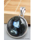 Pendentif Larvikite pierre de lune noire forme ronde Pendentifs pierres naturelles PU71.6