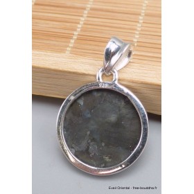 Pendentif Larvikite pierre de lune noire forme ronde Bijoux en Pierre de lune PU71.6