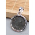 Pendentif Larvikite pierre de lune noire forme ronde Pendentifs pierres naturelles PU71.6