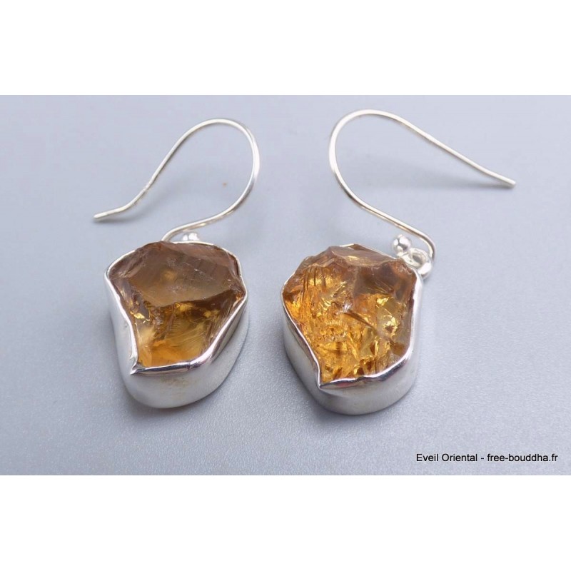 Boucles d'oreilles Citrine brute Bijoux en Citrine pac93.10