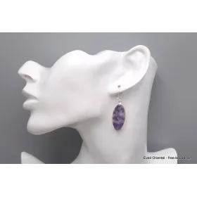Boucles d'oreilles Lepidolite forme ovale - Bijoux en Lepidolite