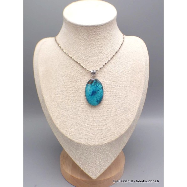 Pendentif oval en Shattuckite détail bélière Pendentifs pierres naturelles CWA73.7