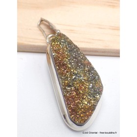 Pendentif Pyrite arc-en-ciel kaki cuivre Bijoux en Pyrite arc-en-ciel PU82.5