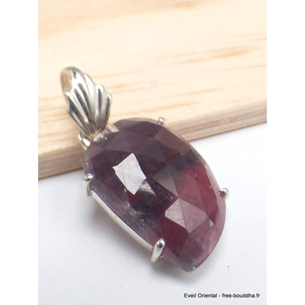 Pendentif Saphir africain mixte facetté asymétrique Pendentifs pierres naturelles PU85.2