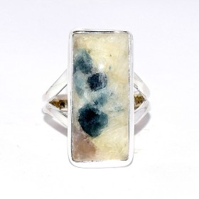 Bague rectangulaire Tourmaline indigo sur Quartz fumé taille 54/55 Bijoux en Tourmaline Indigo CWA114.1