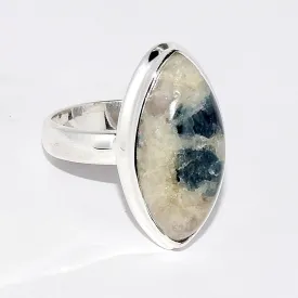 Bague marquise Tourmaline indigo sur Quartz fumé taille 60 - Bijoux en Tourmaline Indigo