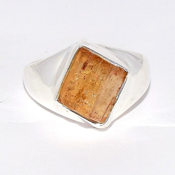Bague chevalière en Topaze Impériale taille 55 Bagues pierres naturelles CWA116