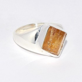 Bague chevalière en Topaze Impériale taille 55 Bagues pierres naturelles CWA116