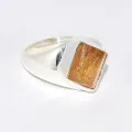 Bague chevalière en Topaze Impériale taille 55 - Bagues pierres naturelles
