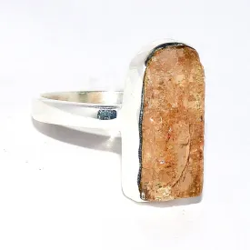 Bague Topaze jaune impériale brute asymétrique taille 55 56 - Bagues pierres naturelles