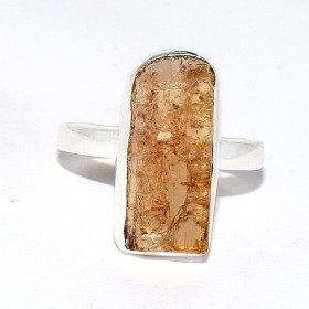 Bague Topaze jaune impériale brute asymétrique taille 55 56 Bagues pierres naturelles CWA116.2