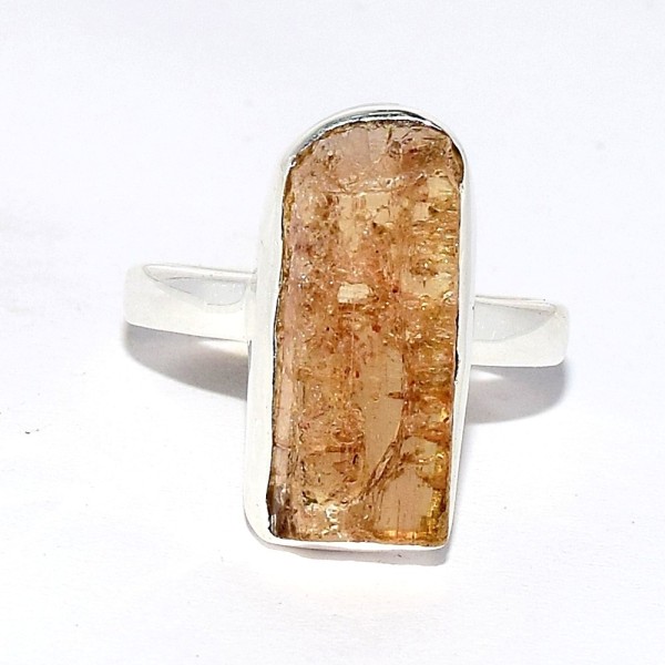 Bague Topaze jaune impériale brute asymétrique taille 55 56 Bagues pierres naturelles CWA116.2