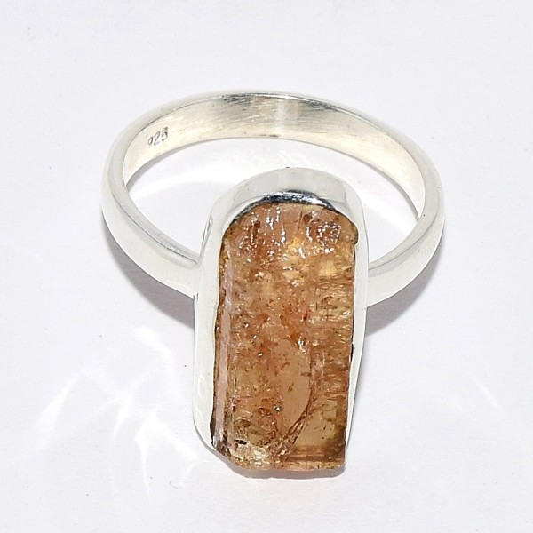 Bague Topaze jaune impériale brute asymétrique taille 55 56 Bagues pierres naturelles CWA116.2