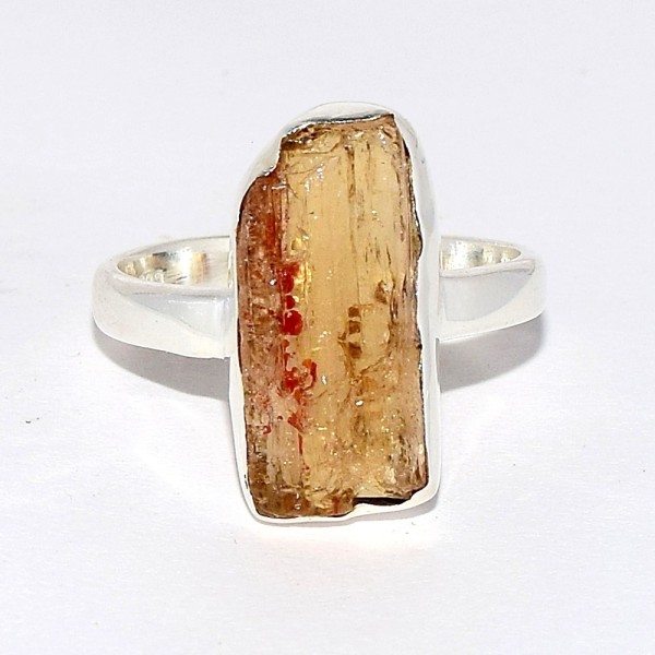 Bijou Bague Topaze jaune impériale brute taille 55 Bagues pierres naturelles CWA116.3