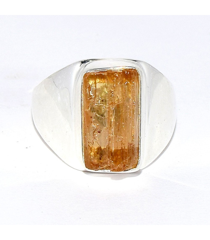 Chevalière en Topaze jaune impériale brute Bagues pierres naturelles CWA116.4