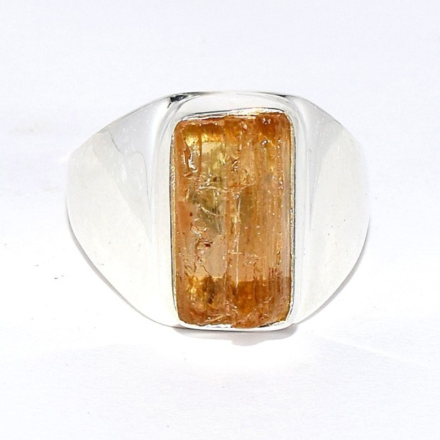 Chevalière en Topaze jaune impériale brute Bagues pierres naturelles CWA116.4