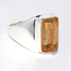 Chevalière en Topaze jaune impériale brute Bagues pierres naturelles CWA116.4