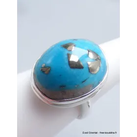 Bague Turquoise de avec Pyrite taille 56 - Bagues pierres naturelles