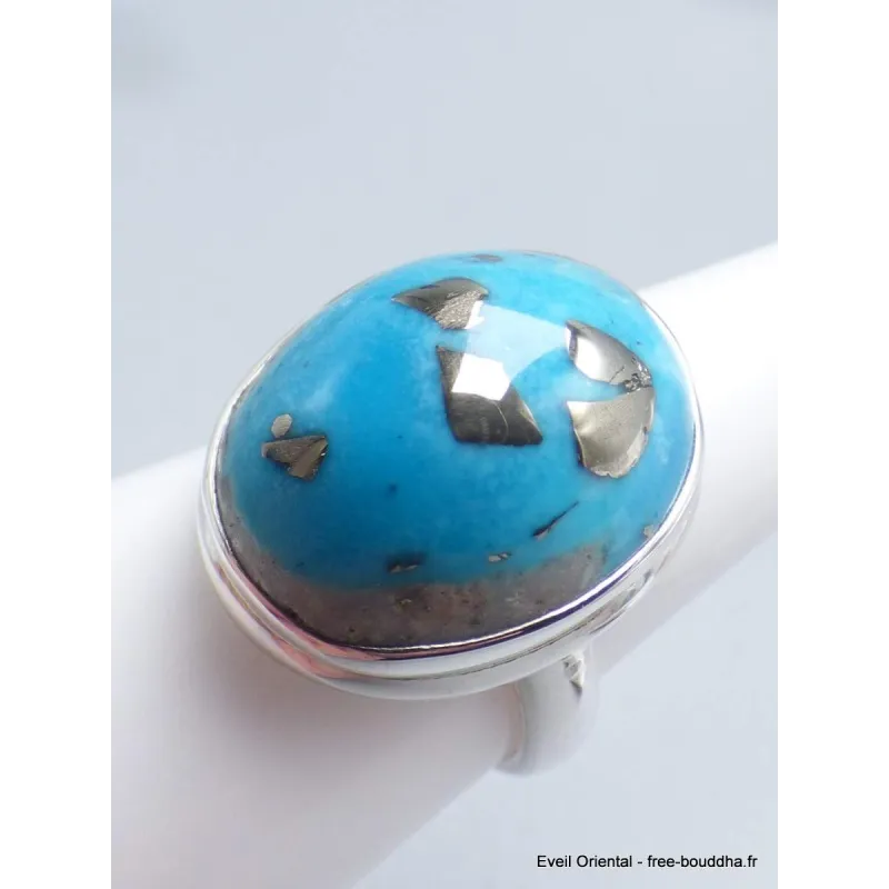 Bague Turquoise de avec Pyrite taille 56 - Bagues pierres naturelles
