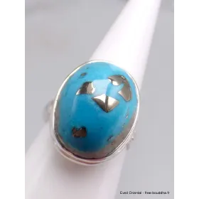 Bague Turquoise de avec Pyrite taille 56 - Bagues pierres naturelles